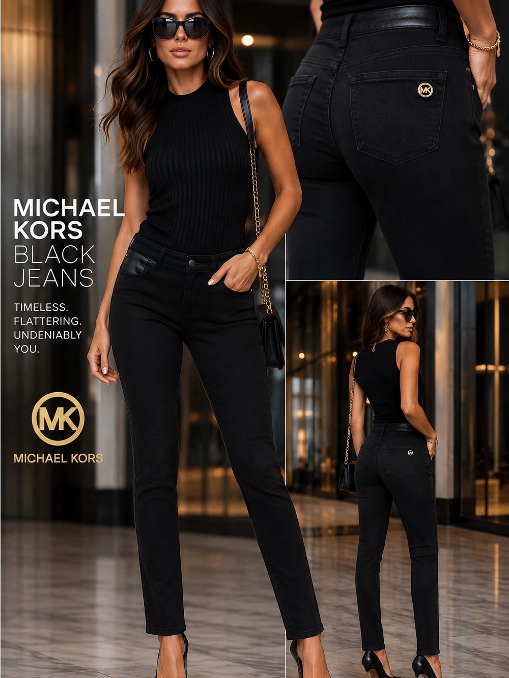 Michael Kors Izzy Skinny Black Jeans Women’s Size 10 Stretch Slim Fit